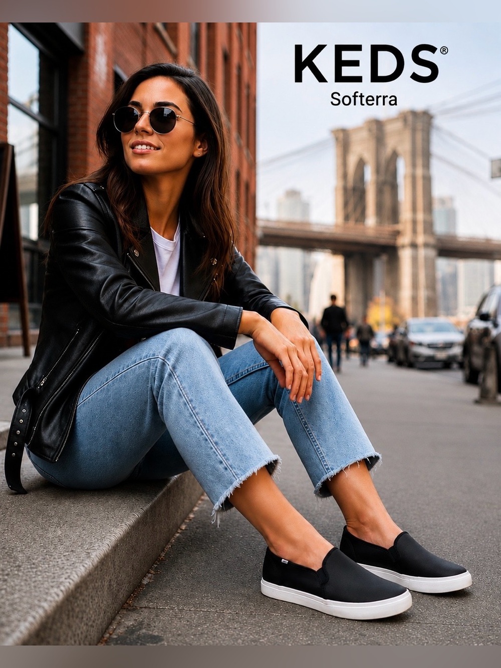 KEDS Black Leather “Softerra” White Sole Slip-On Boat Shoe Style Sneakers